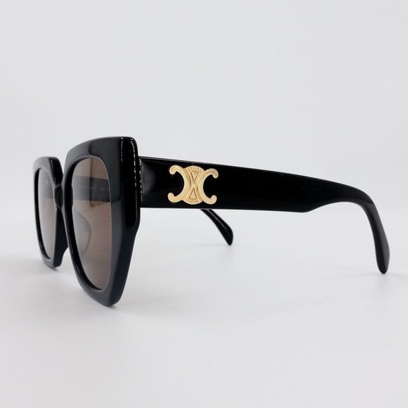 Celine Triomphe Logo Acetate Butterfly Sunglasses Black Brown - Picture 1 of 14